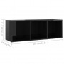 Muebles para TV 3 uds aglomerado negro brillante 107x35x37 cm