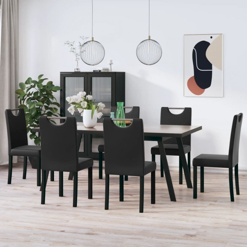 Sillas de comedor 6 uds madera curvada cuero sintético negro - referencia  Mqm-278847