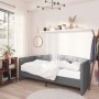 Sofá cama con colchón USB de terciopelo gris claro 90x200 cm