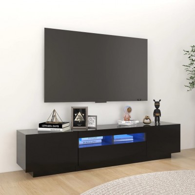 Mueble para TV con luces LED negro 180x35x40 cm