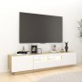 Armario TV con luces LED blanco y roble Sonoma 180x35x40 cm
