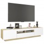 Armario TV con luces LED blanco y roble Sonoma 180x35x40 cm