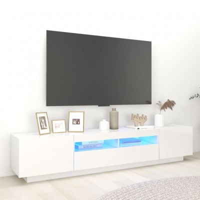 Mueble para TV con luces LED blanco brillante 200x35x40 cm
