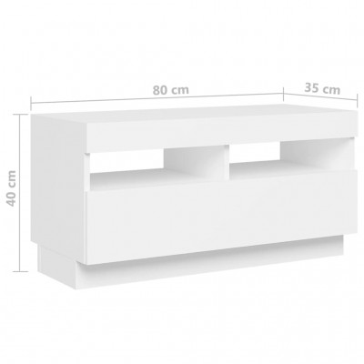 GuyAna Mueble de TV con Luces LED Blanco Brillante 135x39x30 cm