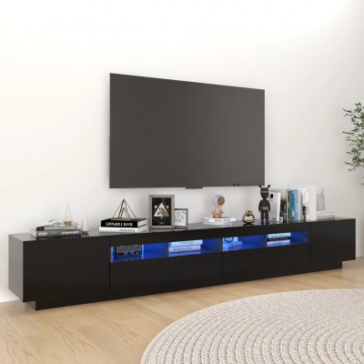 Mueble para TV con luces LED negro 260x35x40 cm