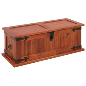 Baúl de almacenamiento de madera maciza de acacia 60x25x22 cm
