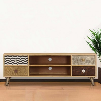 Mueble TV Conrad 160 x 41 cm de madera maciza de mango — Koduz