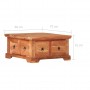 Mesa de centro de madera maciza de acacia 66x70x35 cm