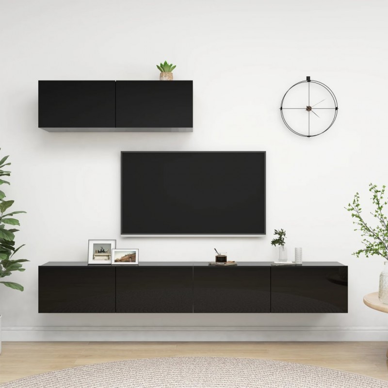 Mueble TV moderno lacado negro Orlando en Ámbar Muebles