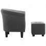 Set de sillón con taburete reposapiés 2 piezas tela gris oscuro