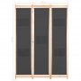 Biombo divisor de 3 paneles de tela gris 120x170x4 cm