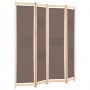 Biombo divisor de 4 paneles de tela marrón 160x170x4 cm