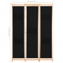 Biombo divisor 3 paneles de tela negro 120x170x4 cm