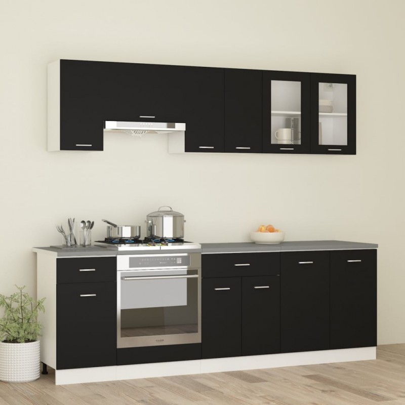 Genérico Muebles de Cocina Completa Color Madera y Negro 180 y 240 cms  Encimera incluida ref-02 : : Hogar y cocina