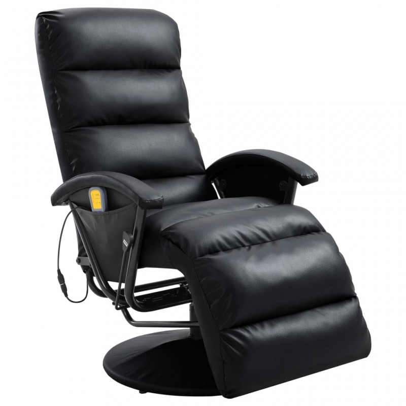 Sillón reclinable de piel transpirable, sofá reclinable manual con masaje  térmico, ergonómico para sala de estar, oficina (poliuretano negro)
