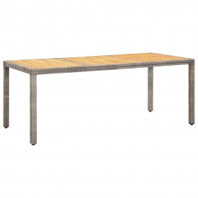 Mesa de jardín madera acacia ratán sintético gris 190x90x75 cm