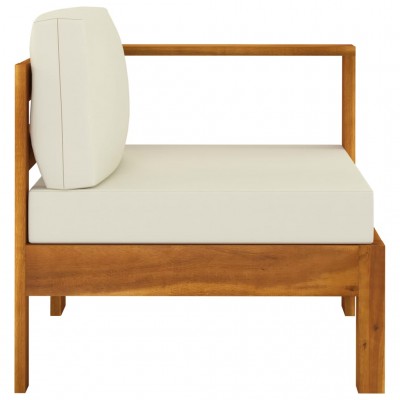 esquina sofá con de madera reposacabezas y blanco asientos 31201064 Foto de  stock en Vecteezy