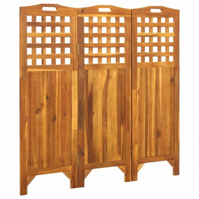 Biombo de 3 paneles madera maciza de acacia 121x2x120 cm