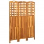 Biombo de 3 paneles madera maciza de acacia 121x2x170 cm