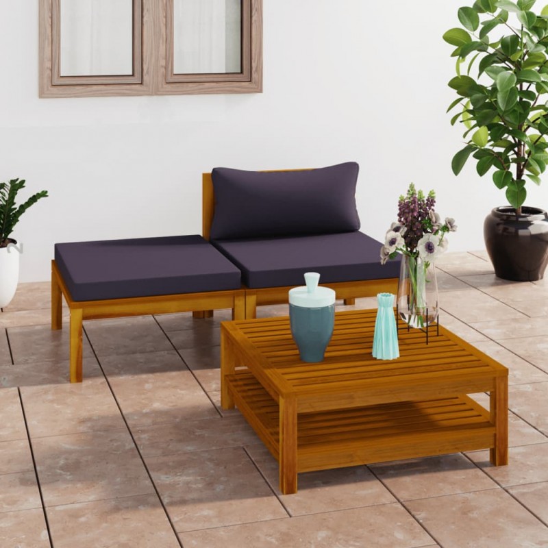 Muebles de jardín pzas con cojines madera oscuro - referencia VidaXL-316280