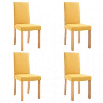 Conjunto de Mesa de Comedor con extensible con 4 Sillas tapizadas Color  principal Amarillo Grado de envejecido Medio envejecido Color secundario  Ninguno