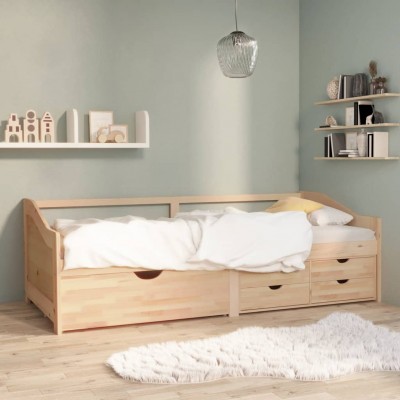 Sofá cama 3 plazas con cajones madera maciza pino 90x200 cm