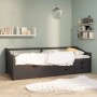 Sofá cama 3 plazas cajones madera maciza pino gris 90x200 cm