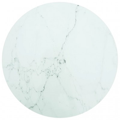 Tablero de mesa vidrio templado diseño mármol blanco Ø70x0,8 cm