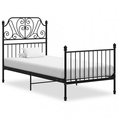 Estructura cama metal y madera contrachapada gris 90x200 cm