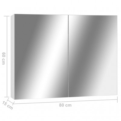 Armario de espejo de baño MDF blanco brillante 80x15x60 cm - referencia  Mqm-331532