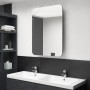Armario de baño con espejo y LED gris brillante 60x11x80 cm