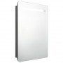 Armario de baño con espejo y LED gris brillante 60x11x80 cm