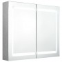 Armario de baño con espejo LED gris hormigón 80x12x68 cm