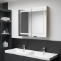 Armario de baño con espejo LED color roble 80x12x68 cm