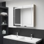 Armario de baño con espejo LED color roble y blanco 80x12x68 cm