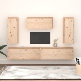 Muebles para TV 5 piezas madera maciza de pino