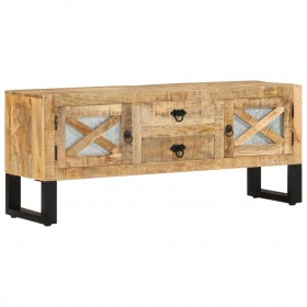 Mueble para TV de madera maciza de mango rugosa 110x30x45 cm
