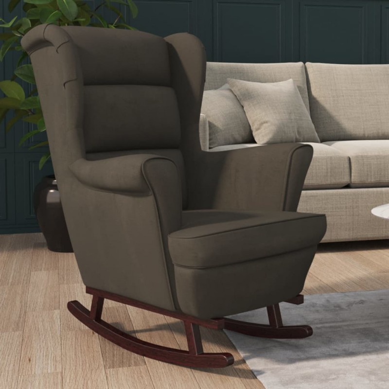 Mecedora tapizada de madera maciza - sillón para salón - Gris - 1 pieza