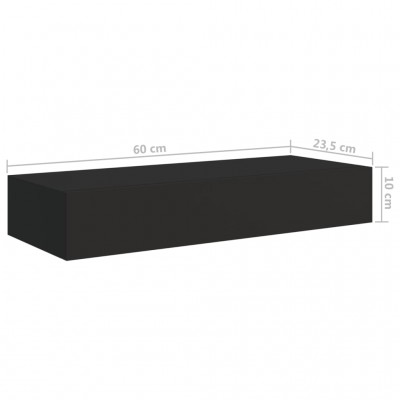 Estante con cajón de pared gris MDF 60x23,5x10cm - referencia Mqm