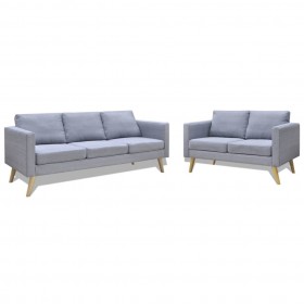 Conjunto de sofás de 2 y 3 plazas de tela gris claro