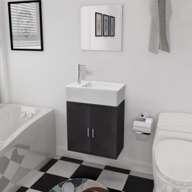 Conjunto de mueble y lavabo negro 3 piezas