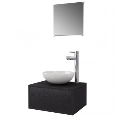 Conjunto de Muebles de baño Hampton, Juego de Muebles de baño, Muebles de  baño, Mueble de Lavabo 100 cm, Lavabo sobre encimera, Armario Alto, Armario  con Espejo (Negro sin Lavabo) : 