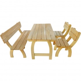 Mesa y banco de exterior 4 piezas de madera de pino impregnada