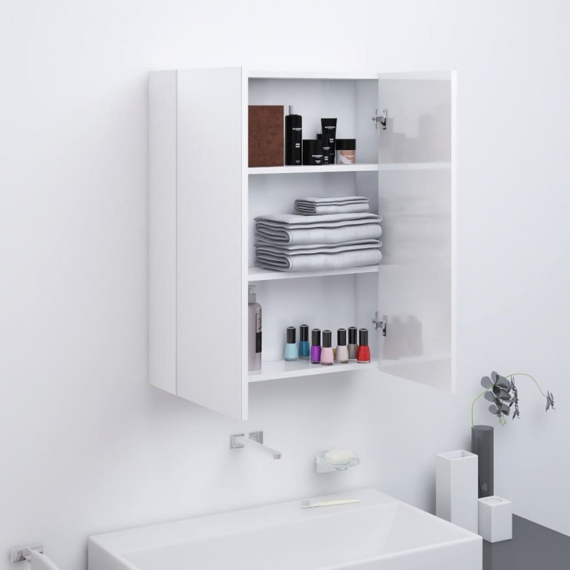 Armario de espejo de baño MDF blanco 66x17x63 cm - referencia Mqm-323601