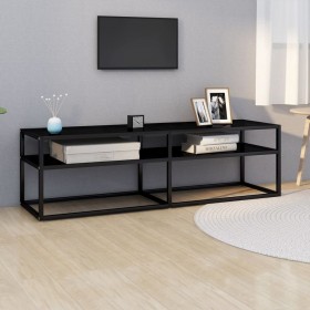 Mueble para TV vidrio templado negro 140x40x40,5 cm