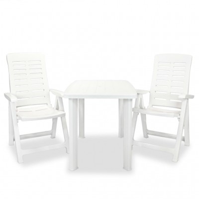 Set de mesa y sillas bistró de jardín 3 piezas plástico blanco