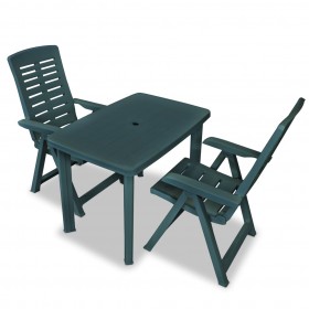 Set de mesa y sillas bistró de jardín 3 piezas plástico verde