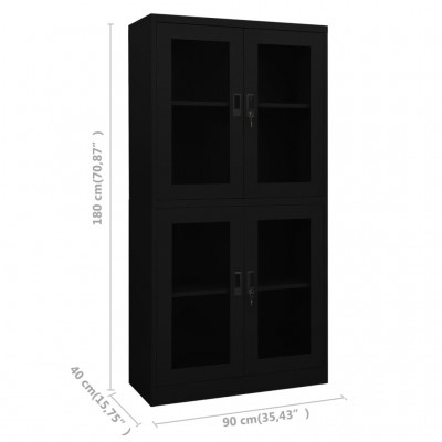 VidaXL Armario archivador de acero negro 90x40x180 cm