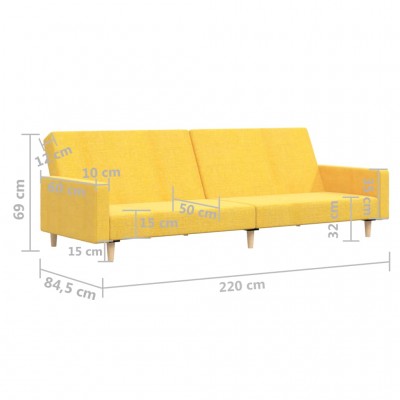 Sofá cama con reposabrazos tela amarillo claro - referencia Mqm-351847