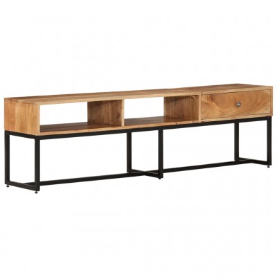 Mueble de TV madera maciza de acacia 160x30x45 cm
